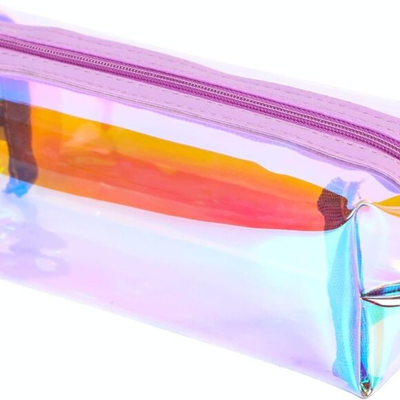 Holographic Clear Makeup Pouch/Cute Iridescent Cosmetic Organizer/Sparkly Glitte - Picture 1 of 9